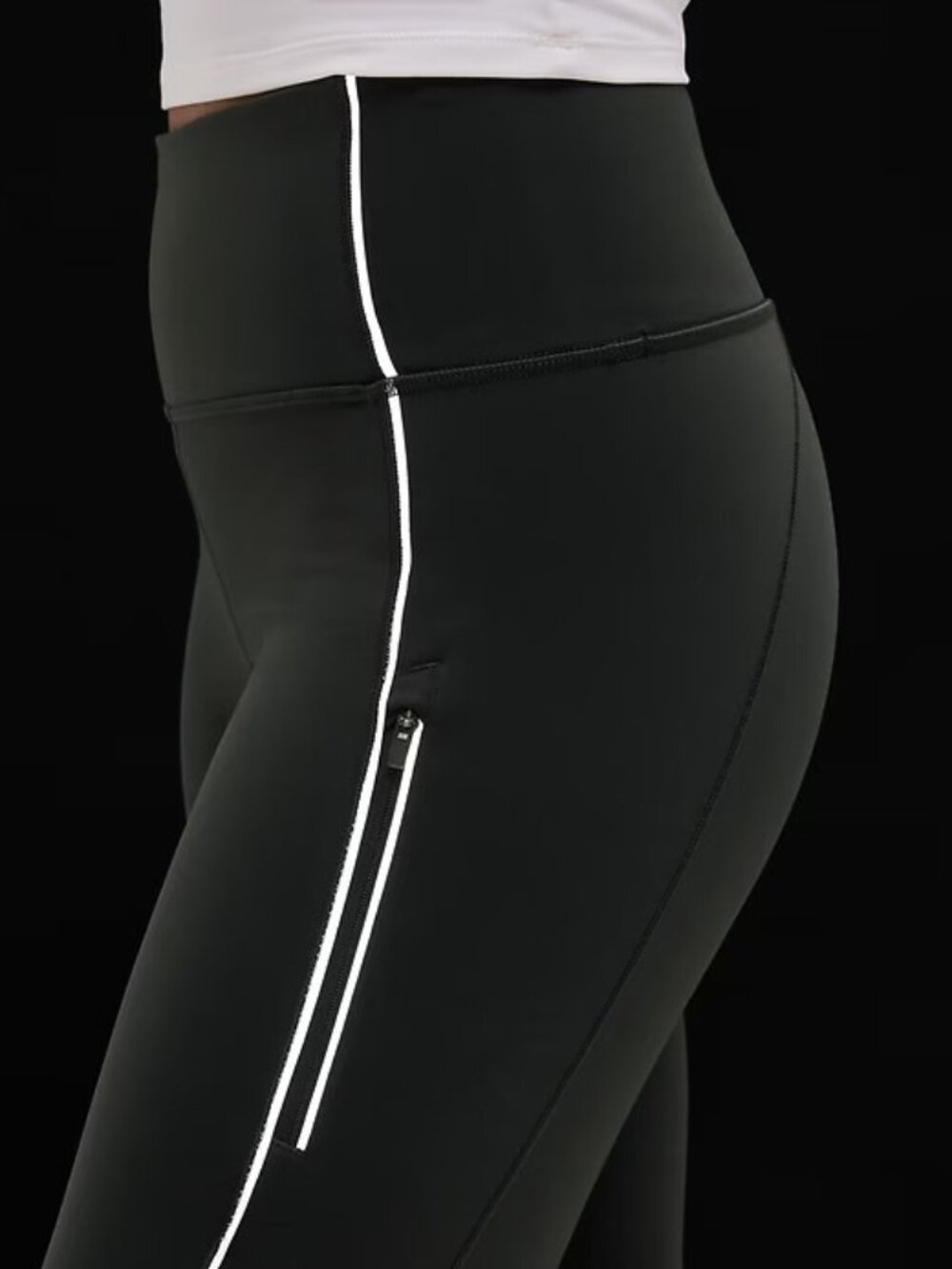 New Athleta S Rainier High Rise Reflective Stripe Legging Elm Small Regular